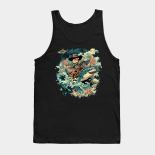 Cat Riding Shark Underwater Excitement Tank Top